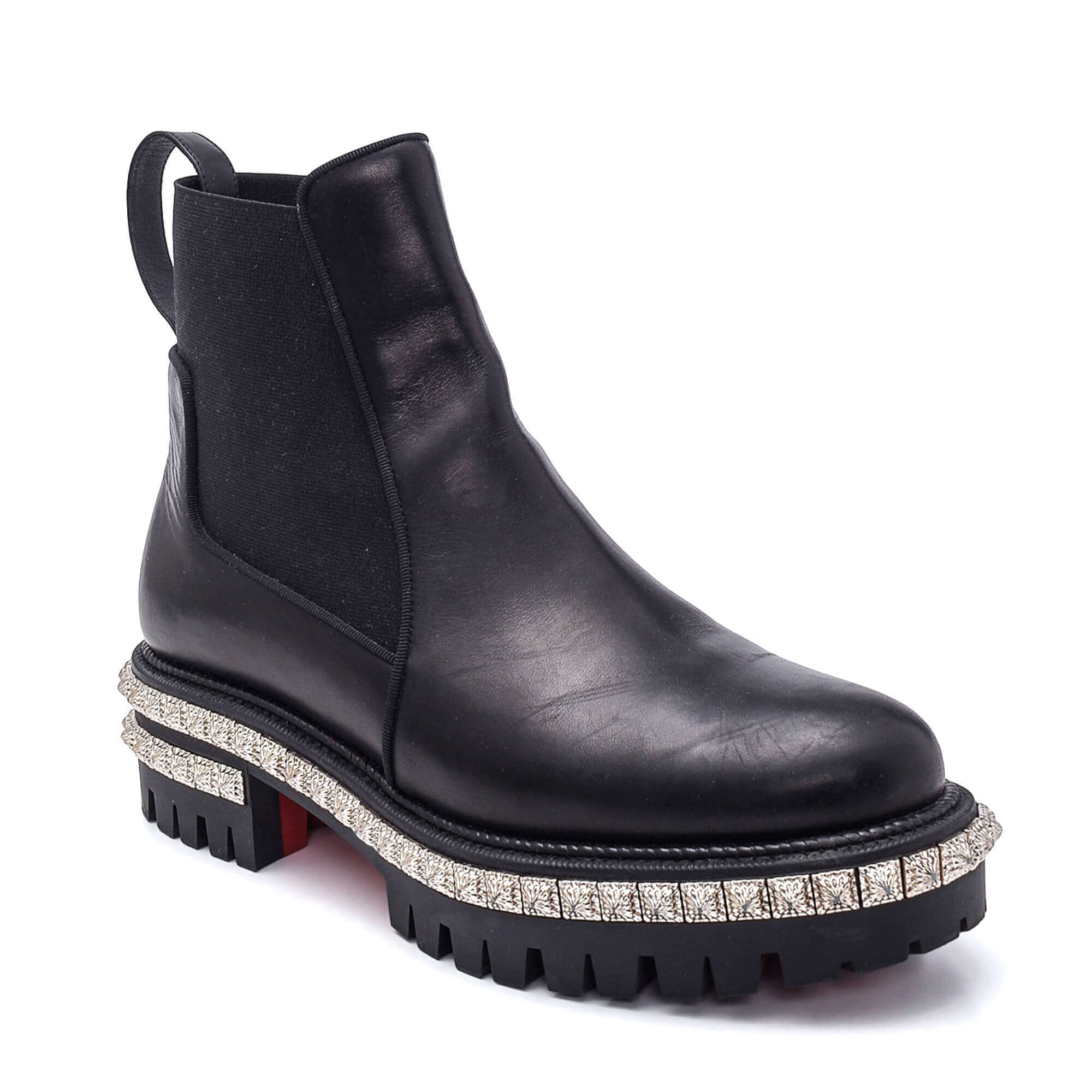 Christian Louboutin - Black Leather Studded By The River Chelsea Boots